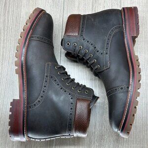 Warfield & Grand Boots Mens Sz 8 Presidio Leather Lace Up Cap Toe Ankle Brown